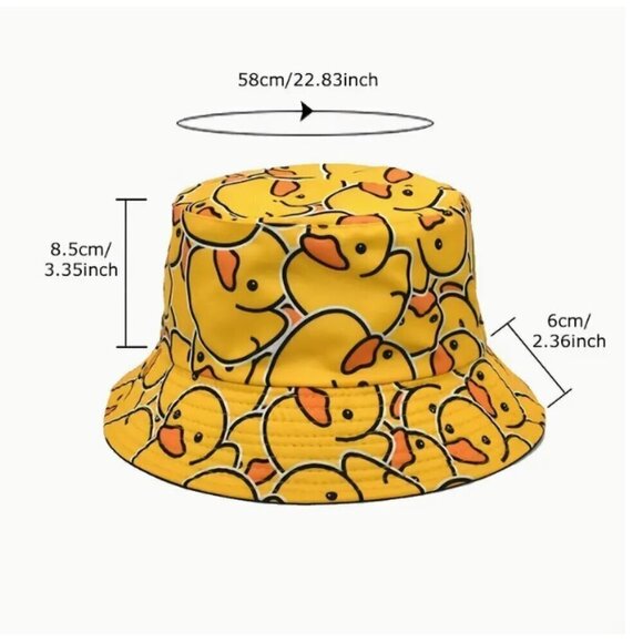 Rubber Duck Reversable Bucket Hat Yellow and Black NWT - Picture 4 of 4